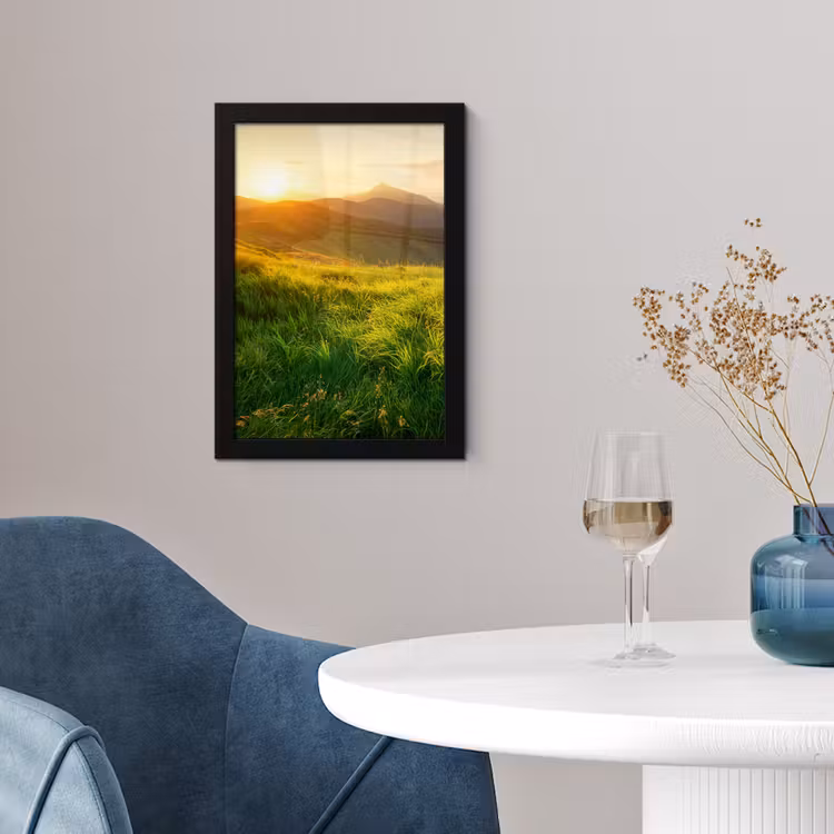 Poster met lijst - Gras - Heuvels - Zon - Natuur - Landschap — 2