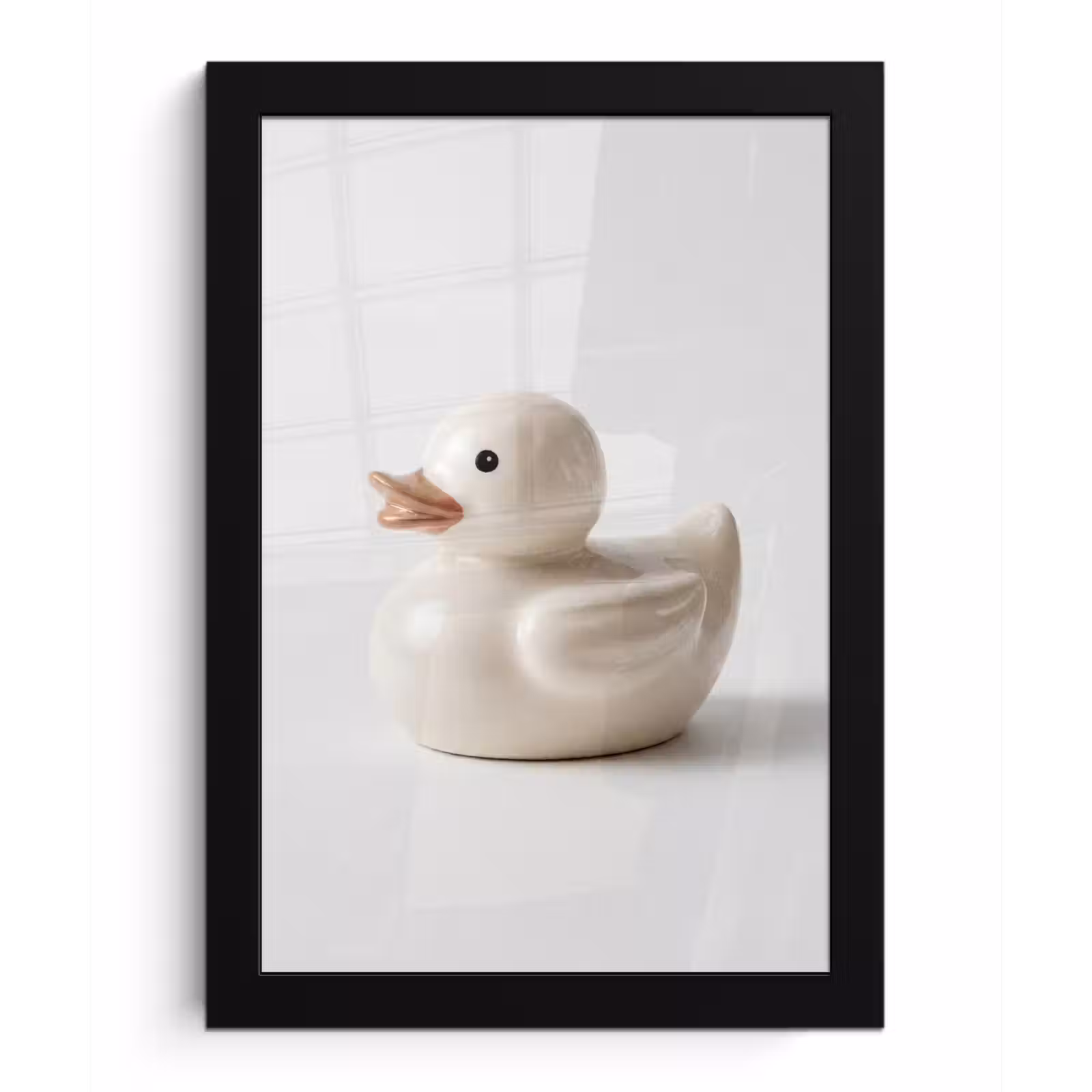 Poster met lijst - Badeend - Minimalistisch - Wit — 1