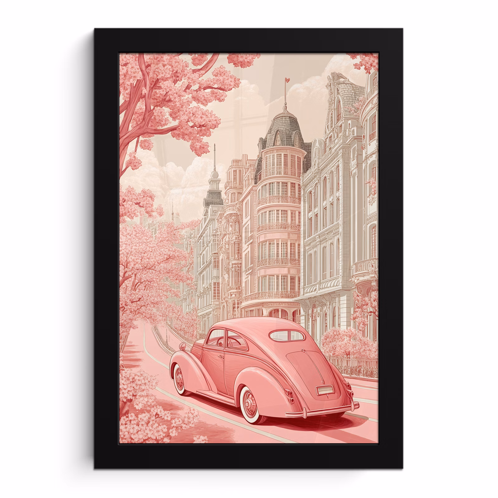 Poster met lijst - City - Car - Pink — 1
