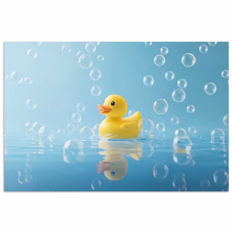 Poster - Bubbels - Badeend - Geel — 1