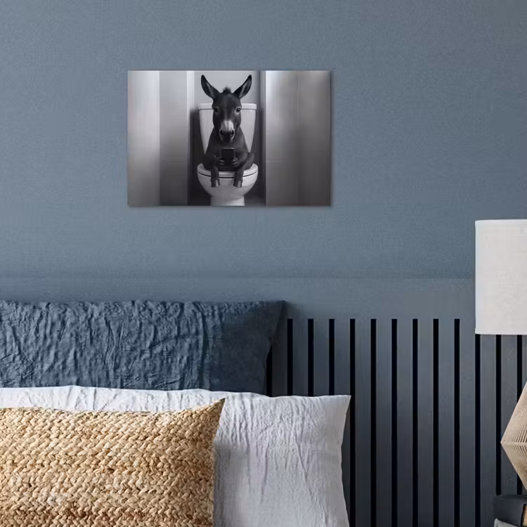 Poster - Ezel - Telefoon - Toilet - Zwart - Wit — 3