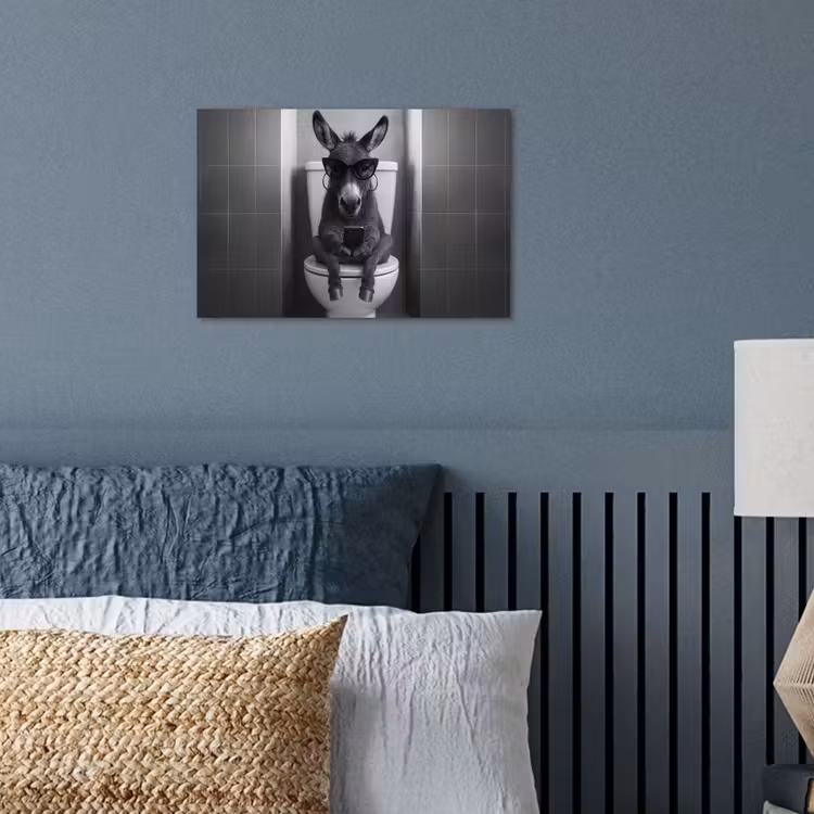 Poster - Ezel - Telefoon - Toilet - Zwart - Wit — 3