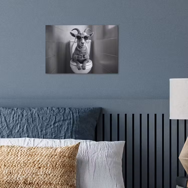 Poster - Geit - Telefoon - Toilet - Zwart - Wit — 3