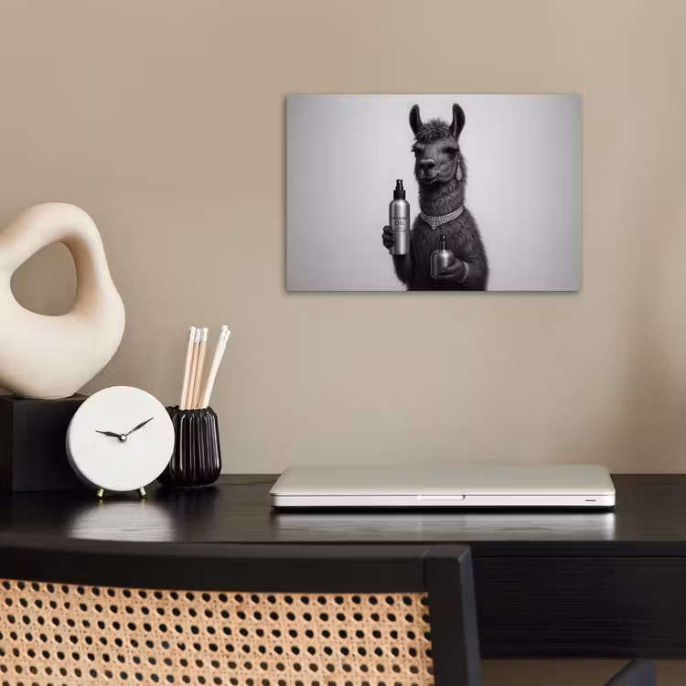 Poster - Lama - Flessen - Zwart - Wit — 2