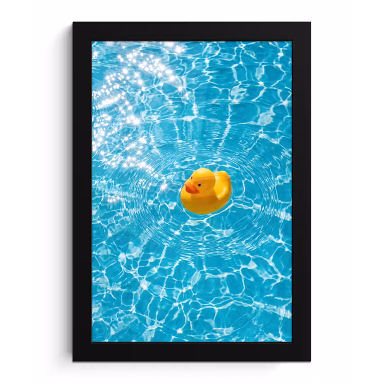 Poster met lijst - Badeend - Dobberen - Blauw — 1