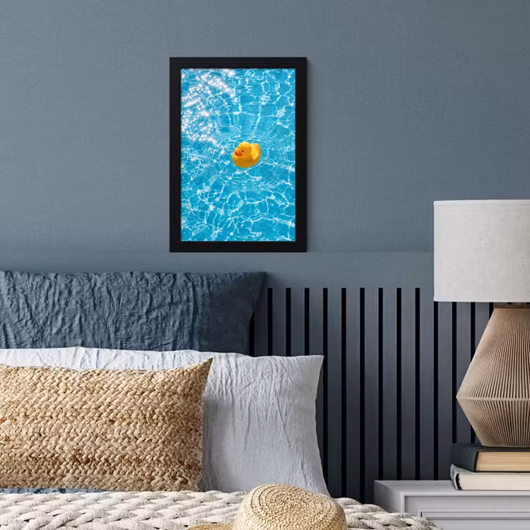 Poster met lijst - Badeend - Dobberen - Blauw — 4