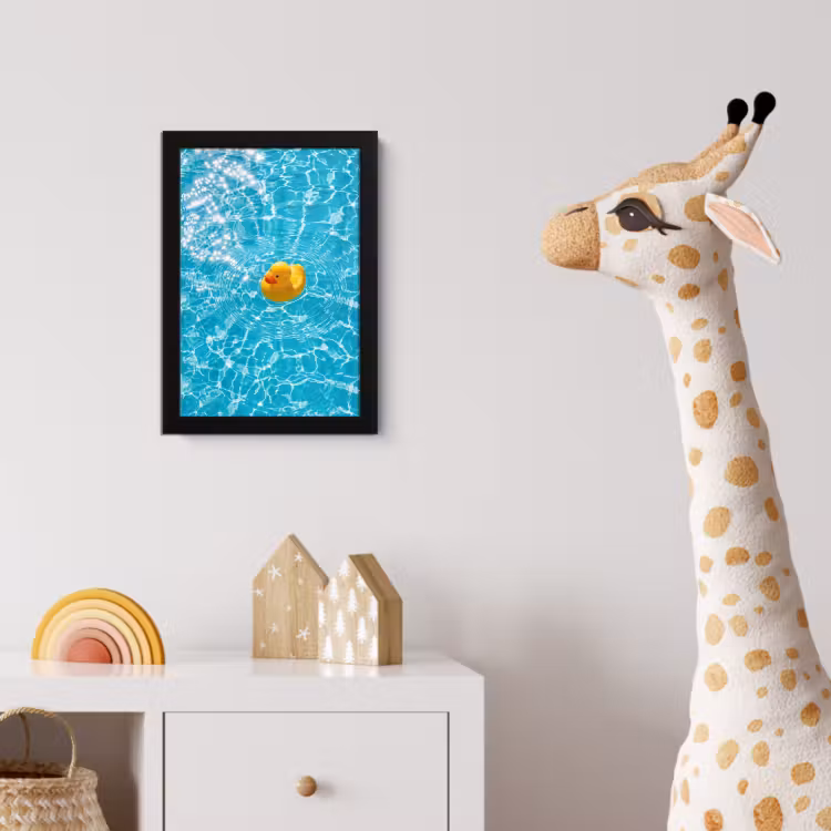 Poster met lijst - Badeend - Dobberen - Blauw — 5