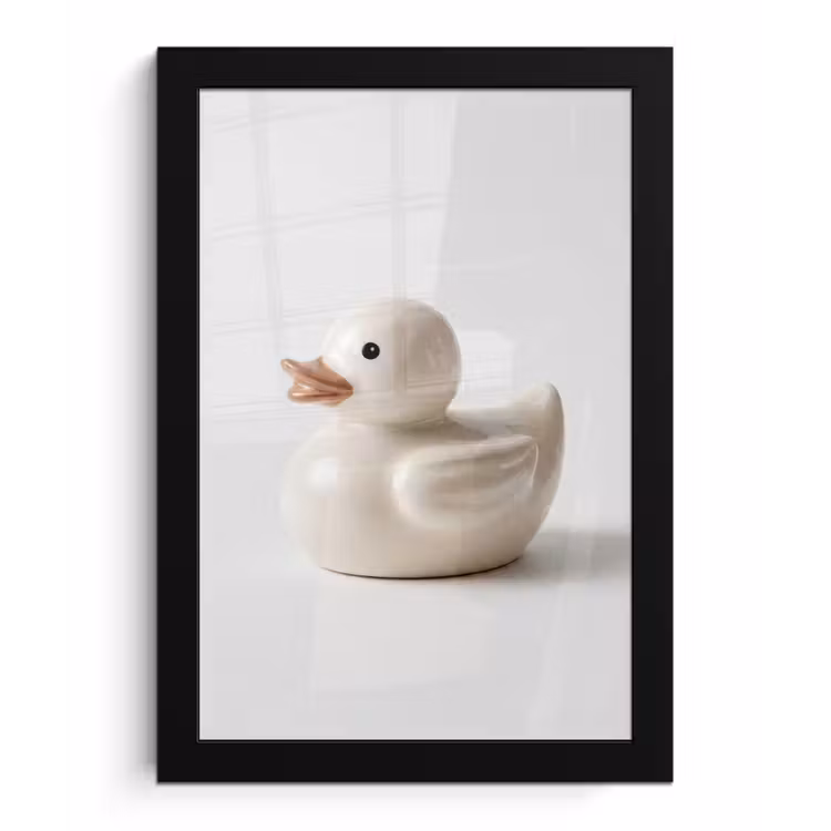 Poster met lijst - Badeend - Minimalistisch - Wit — 1