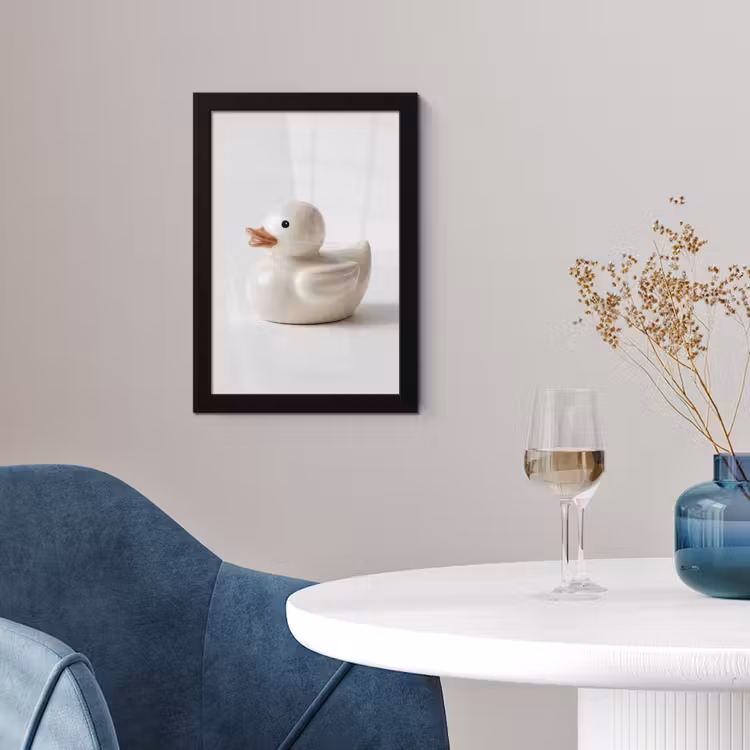 Poster met lijst - Badeend - Minimalistisch - Wit — 2