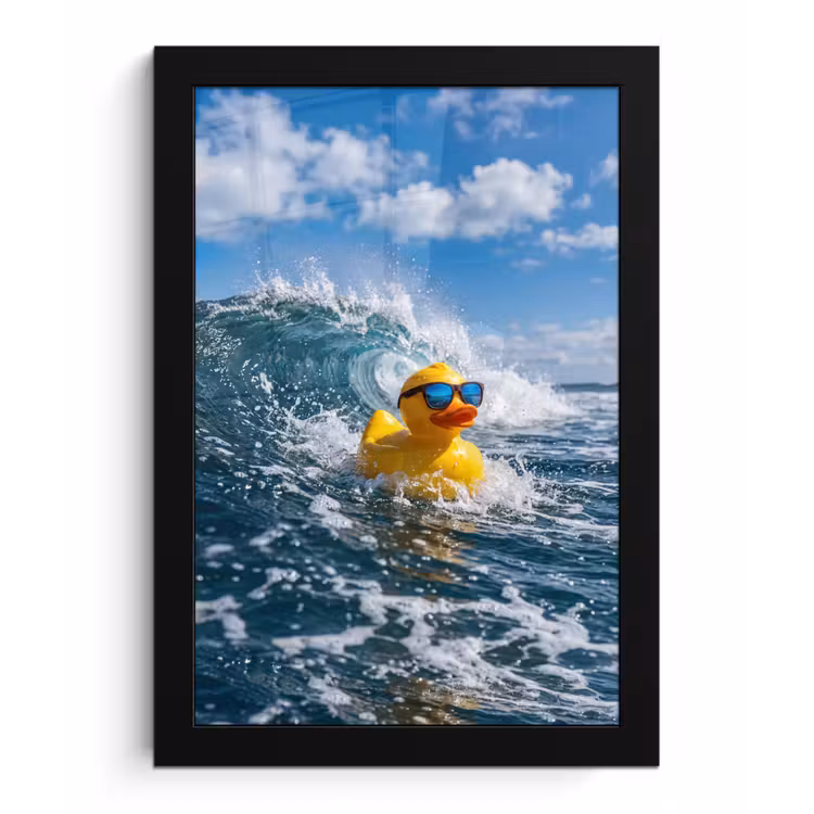 Poster met lijst - Badeend - Stoer - Golven — 1