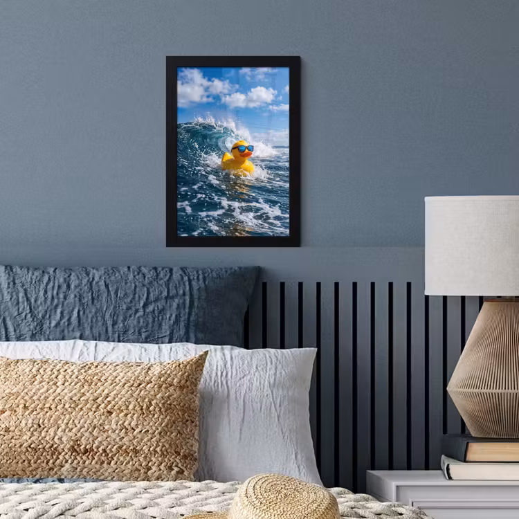 Poster met lijst - Badeend - Stoer - Golven — 4