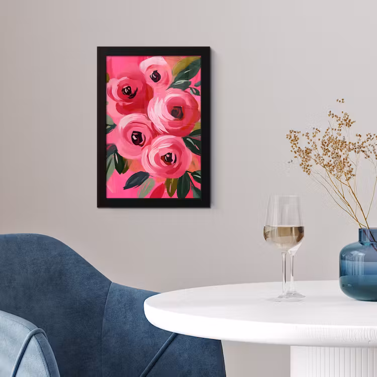 Poster met lijst - Bloemen - Verf - Roze — 2