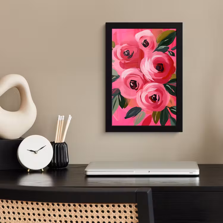 Poster met lijst - Bloemen - Verf - Roze — 3