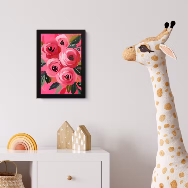 Poster met lijst - Bloemen - Verf - Roze — 5