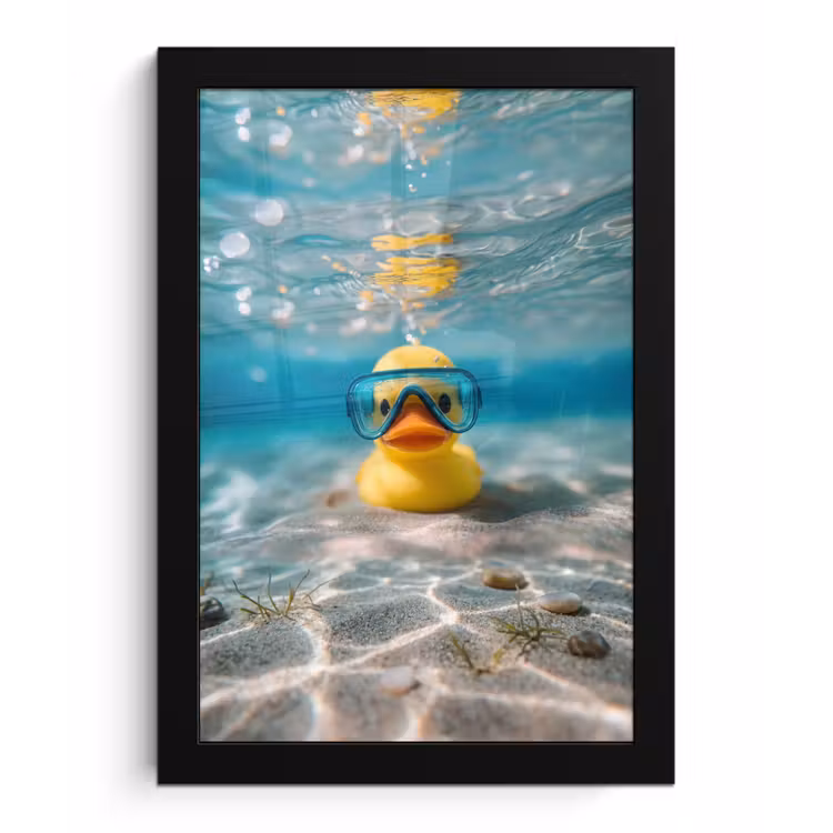 Poster met lijst - Duikbril - Eend - Water — 1