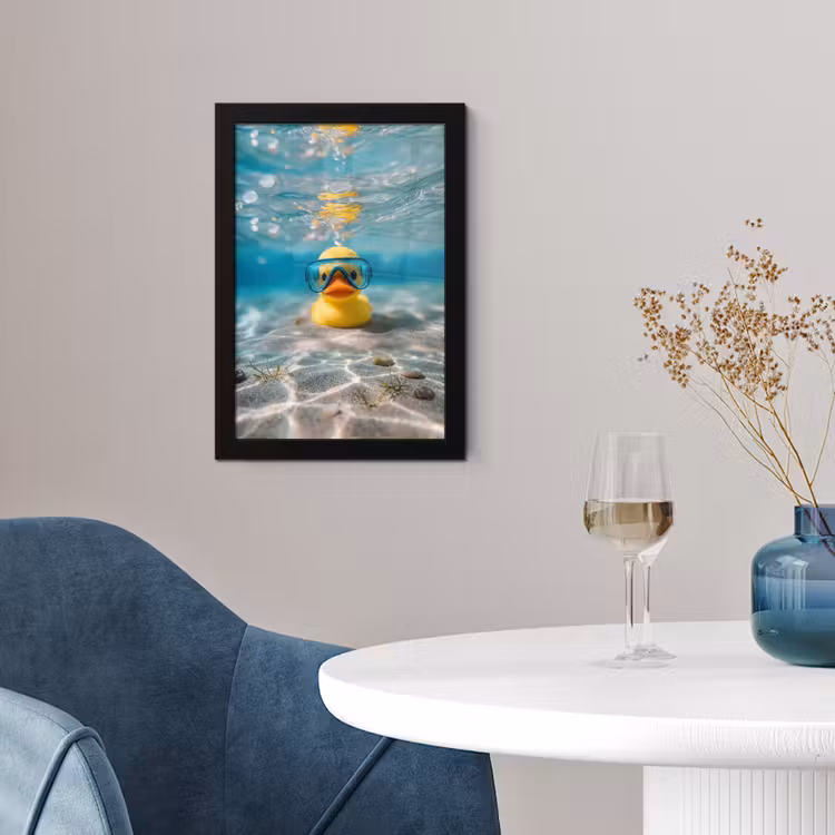Poster met lijst - Duikbril - Eend - Water — 2