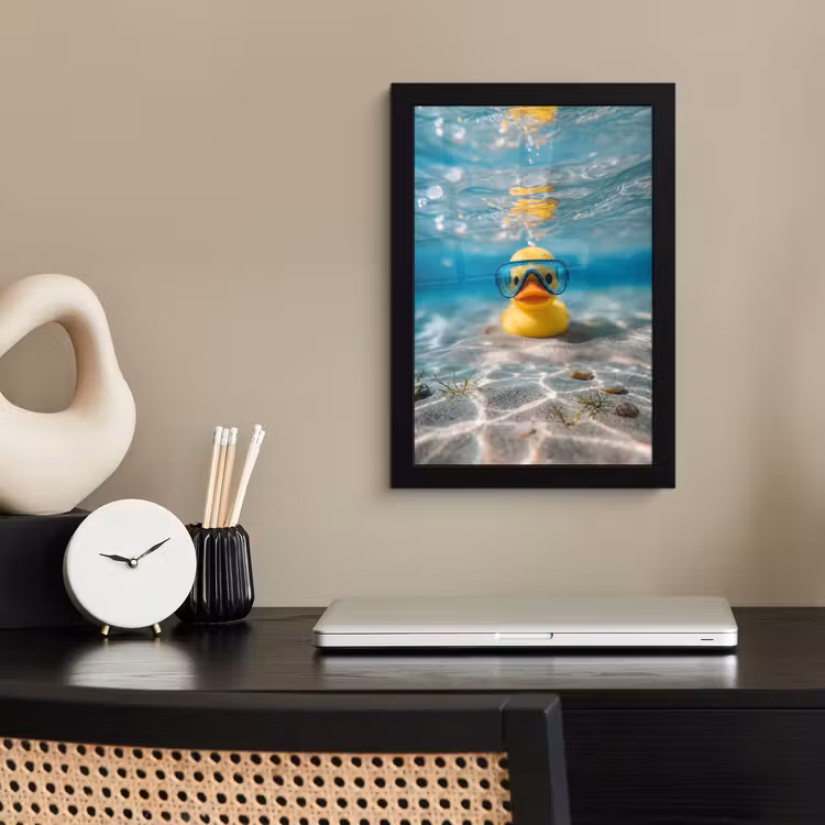 Poster met lijst - Duikbril - Eend - Water — 3