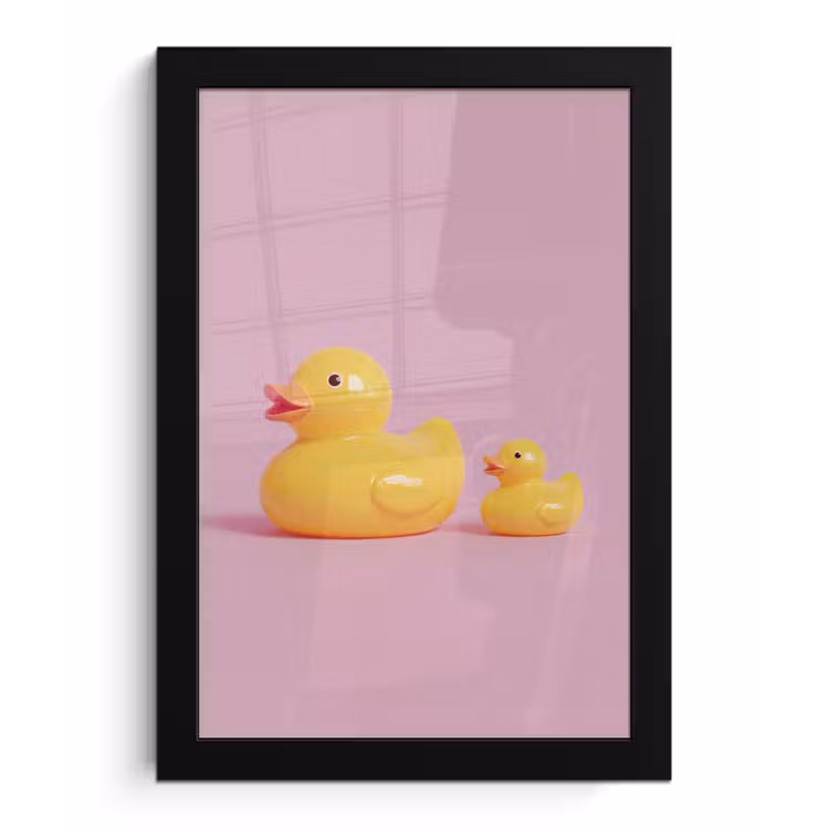 Poster met lijst - Eendjes - Vrolijk - Roze — 1