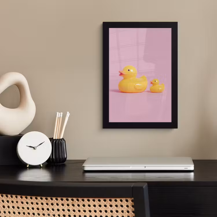 Poster met lijst - Eendjes - Vrolijk - Roze — 3