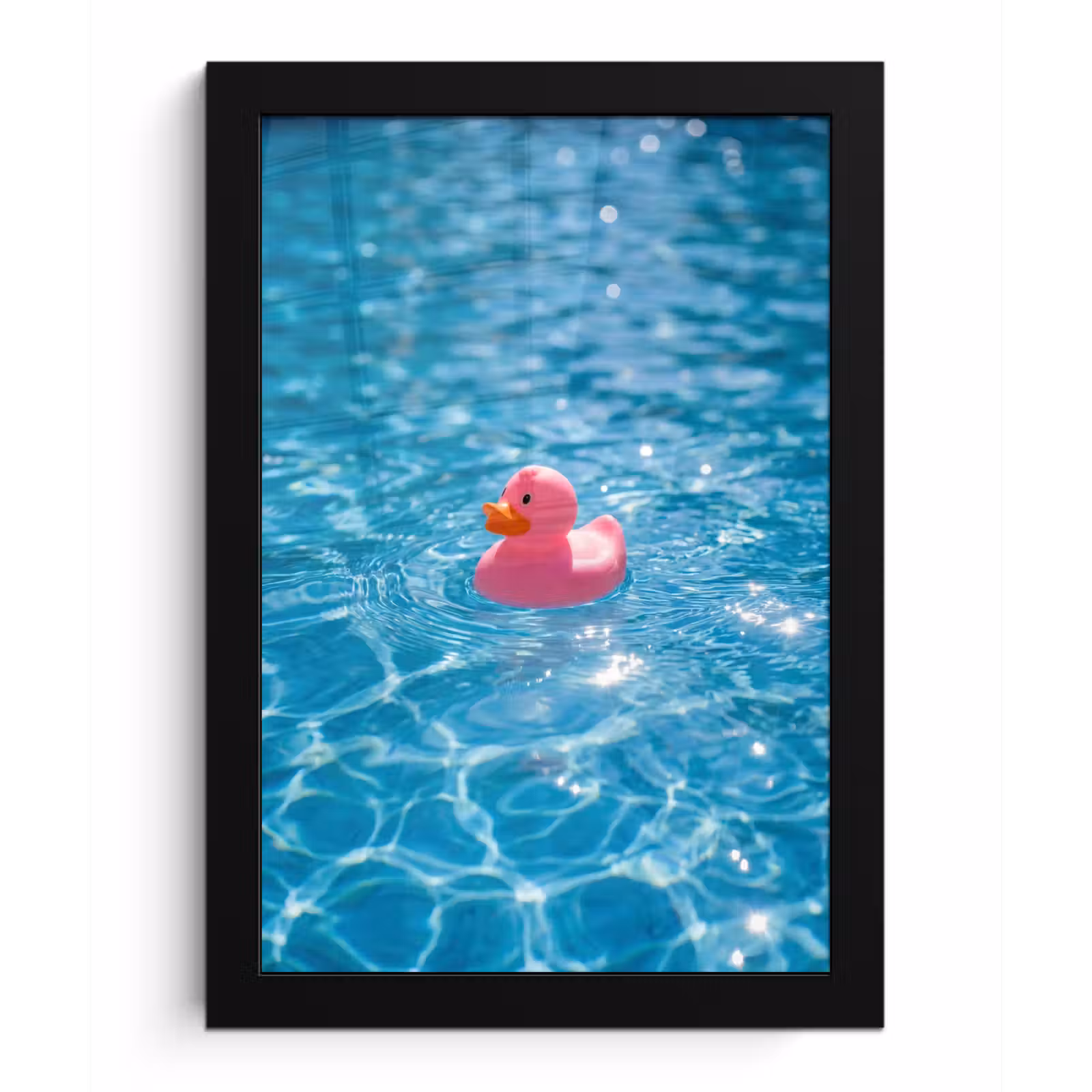 Poster met lijst - Badeend - Dobberend - Roze — 1