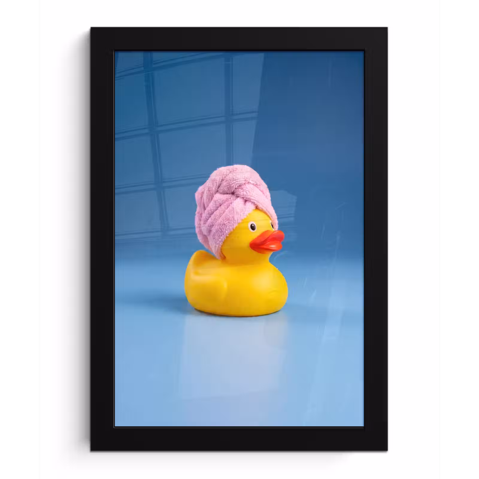 Poster met lijst - Badeend - Handdoek - Blauw — 1