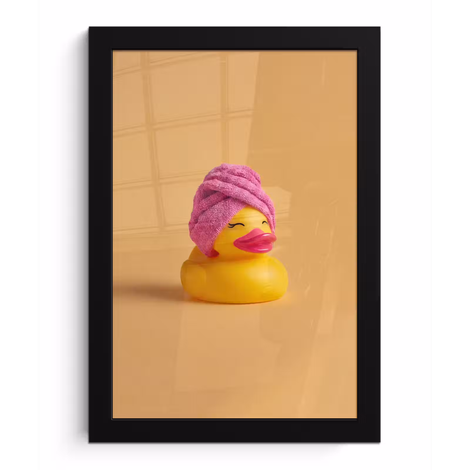 Poster met lijst - Badeend - Handdoek - Kleurrijk — 1