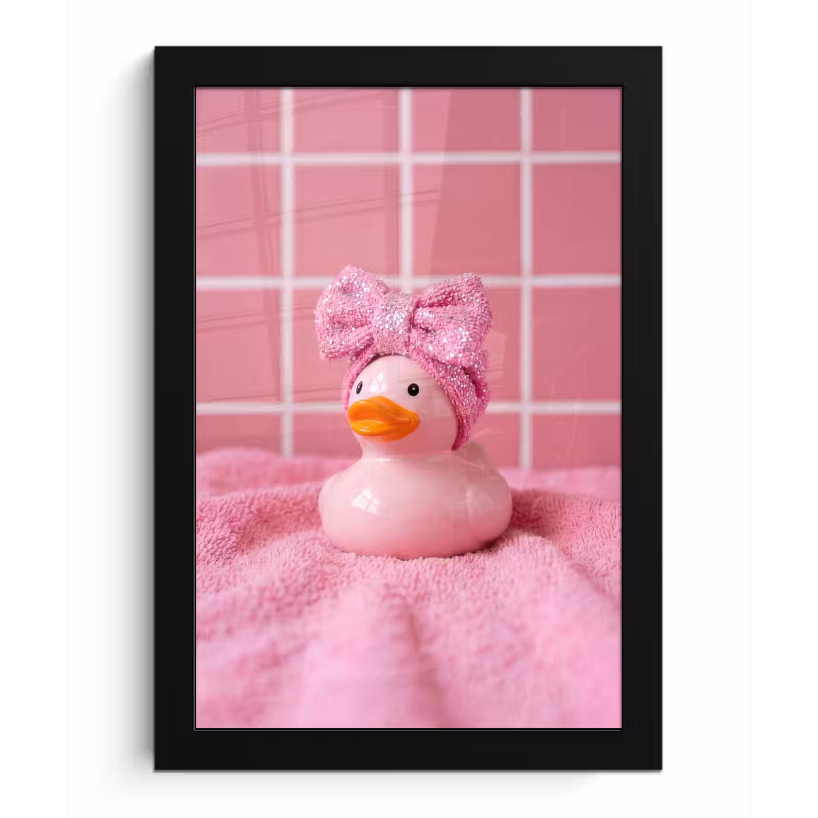Poster met lijst - Badeend -Strik - Roze — 1