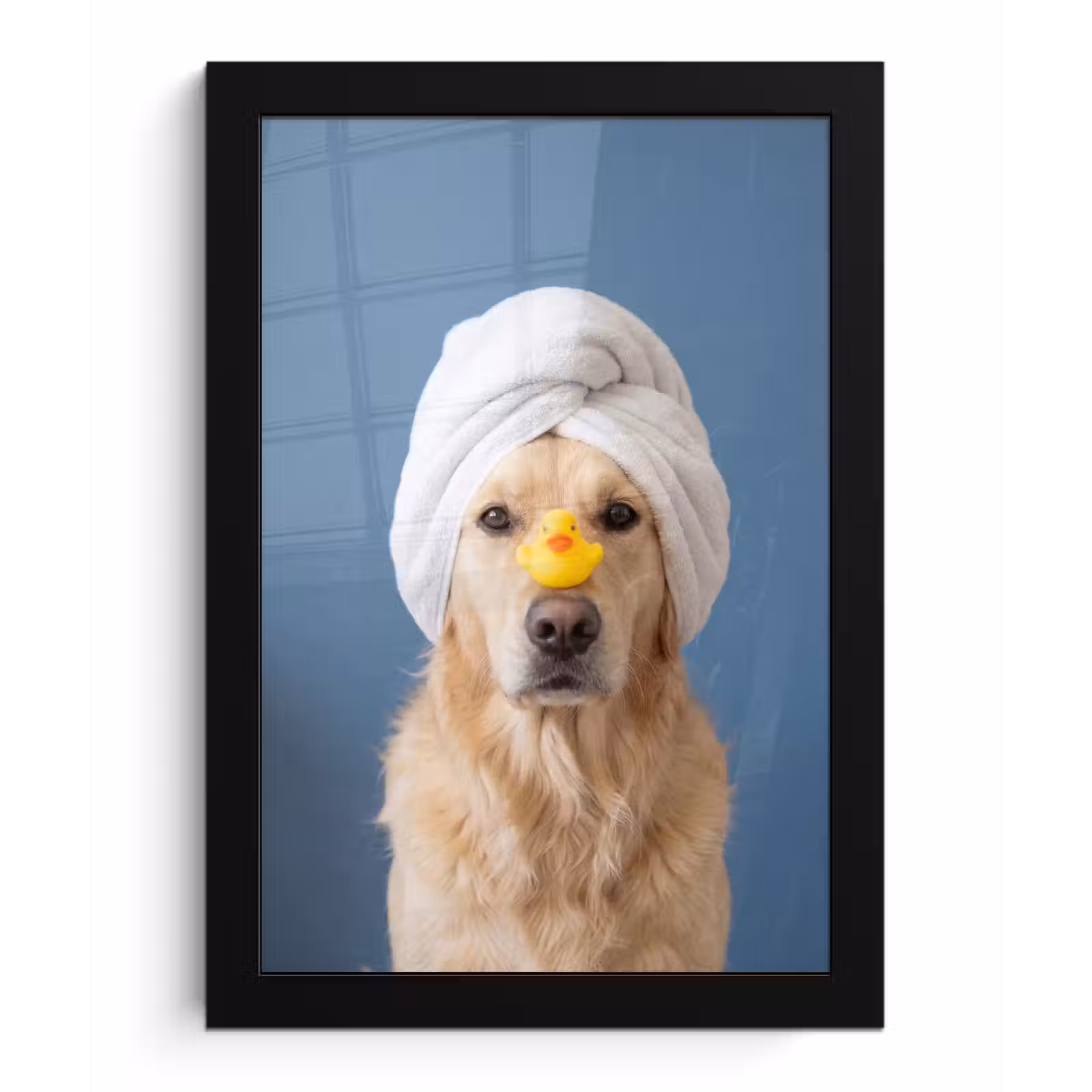 Poster met lijst - Hond - Badeend - Geel — 1