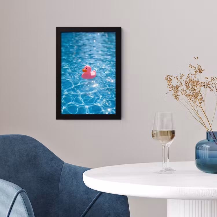 Poster met lijst - Badeend - Dobberend - Roze — 2