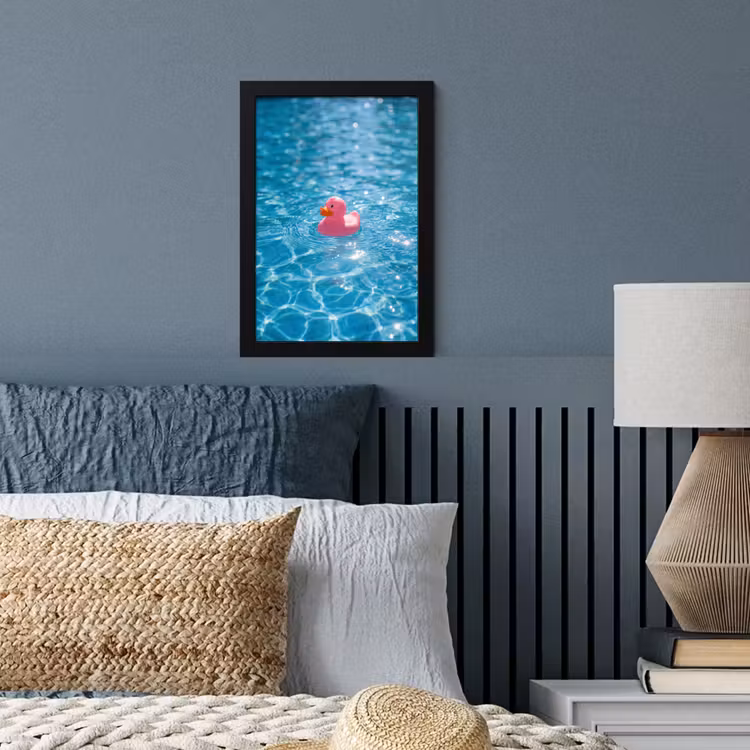 Poster met lijst - Badeend - Dobberend - Roze — 4