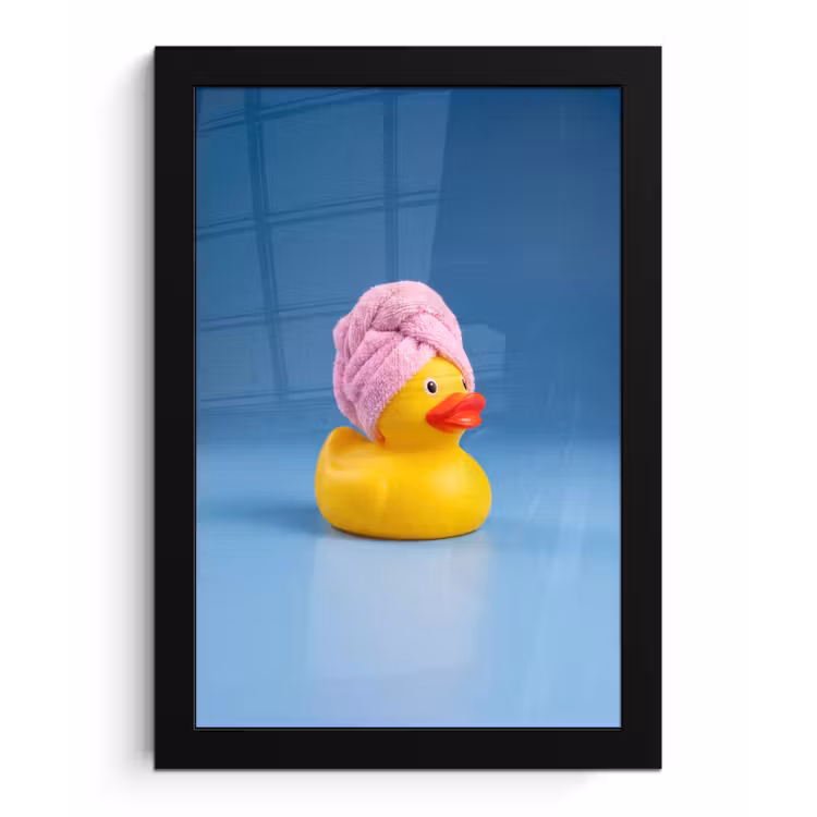 Poster met lijst - Badeend - Handdoek - Blauw — 1