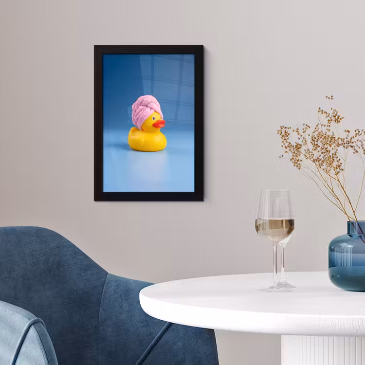 Poster met lijst - Badeend - Handdoek - Blauw — 2