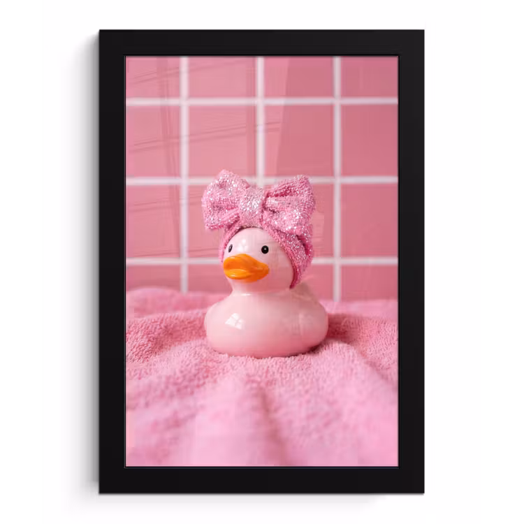 Poster met lijst - Badeend -Strik - Roze — 1