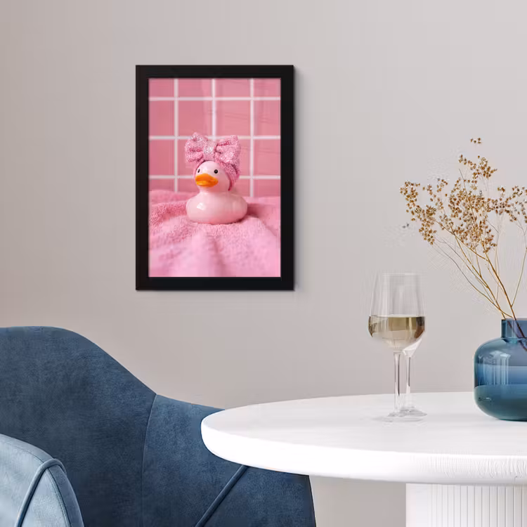 Poster met lijst - Badeend -Strik - Roze — 2