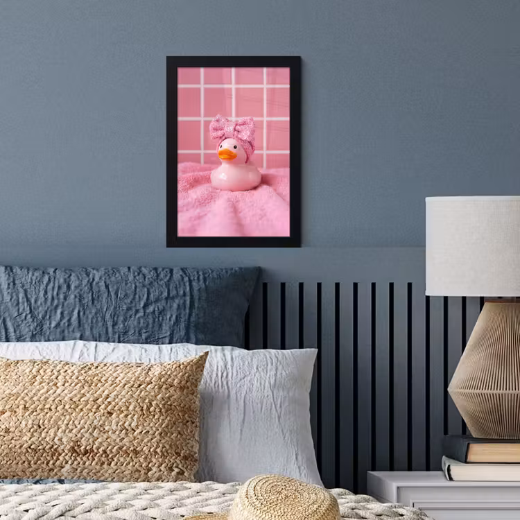 Poster met lijst - Badeend -Strik - Roze — 4