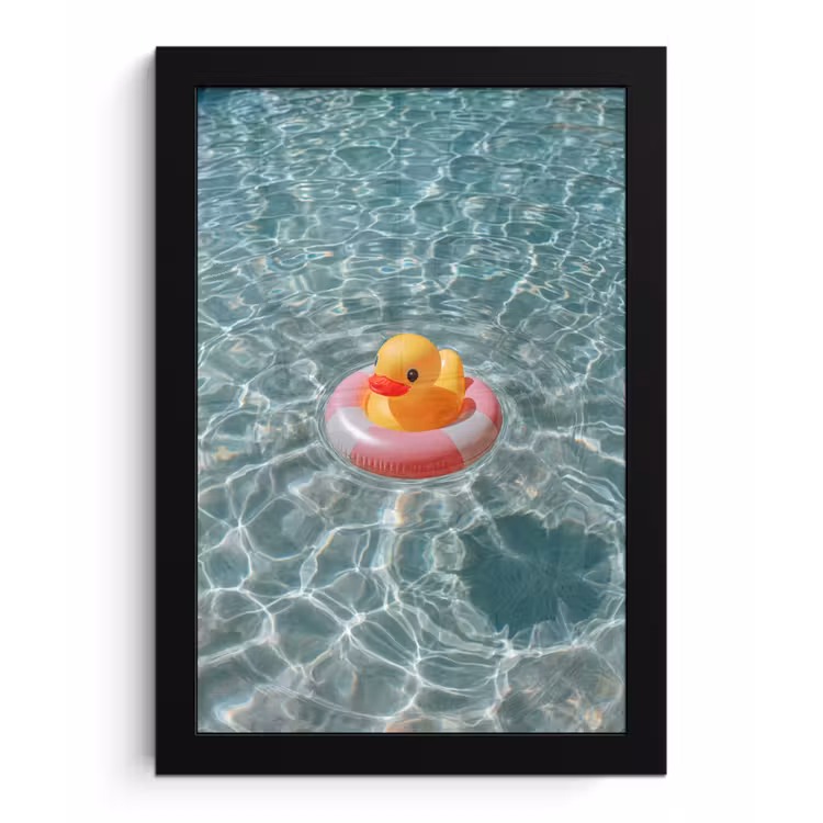Poster met lijst - Badeend - Zwemband - Geel — 1
