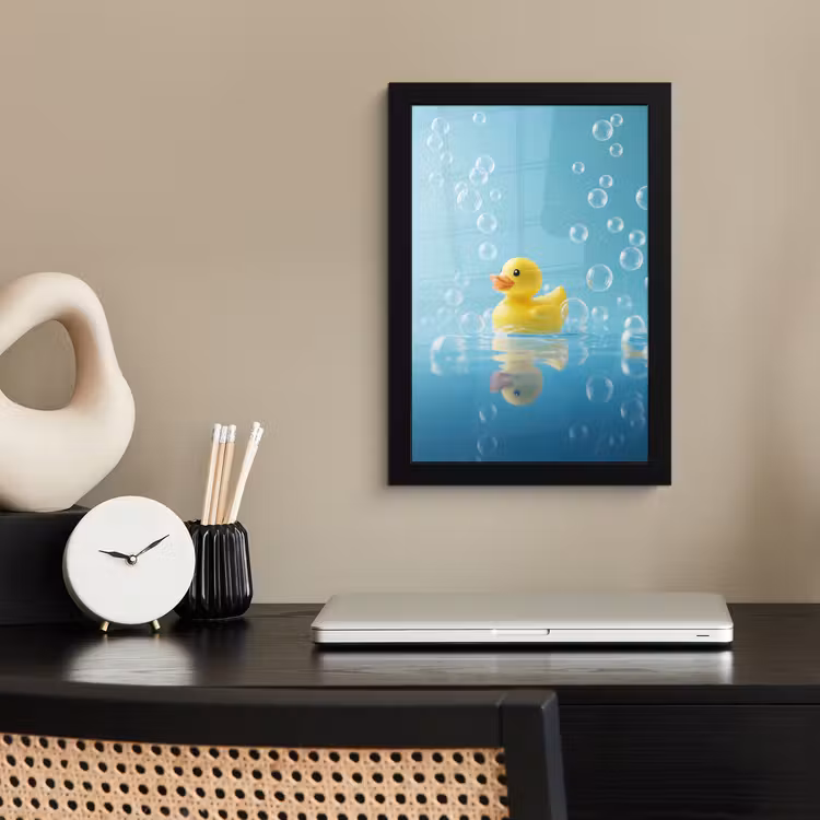 Poster met lijst - Bubbels - Badeend - Geel — 3