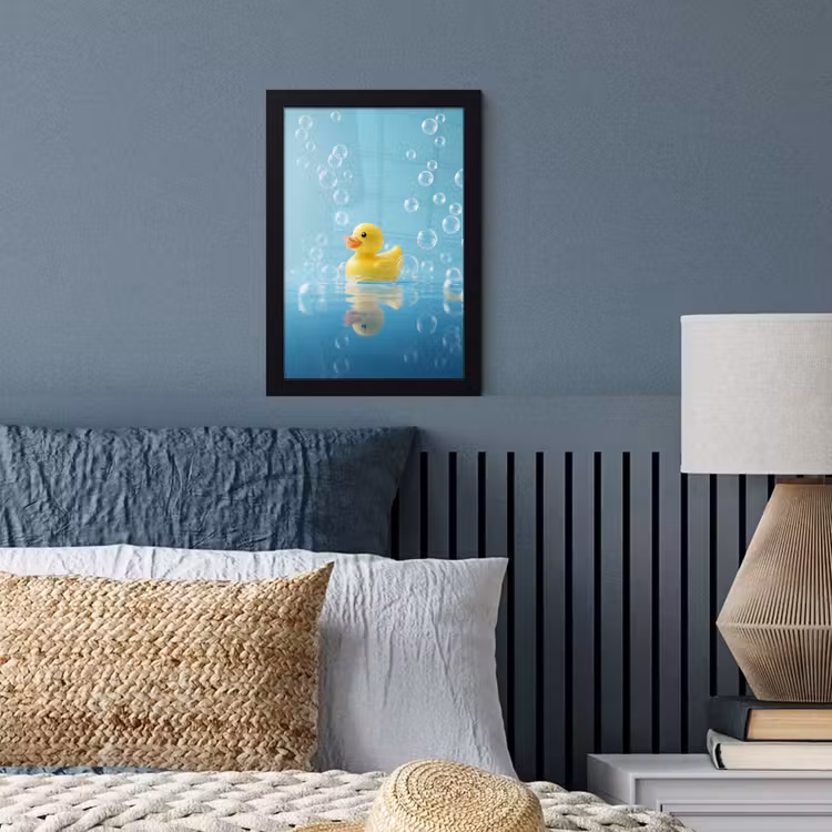 Poster met lijst - Bubbels - Badeend - Geel — 4