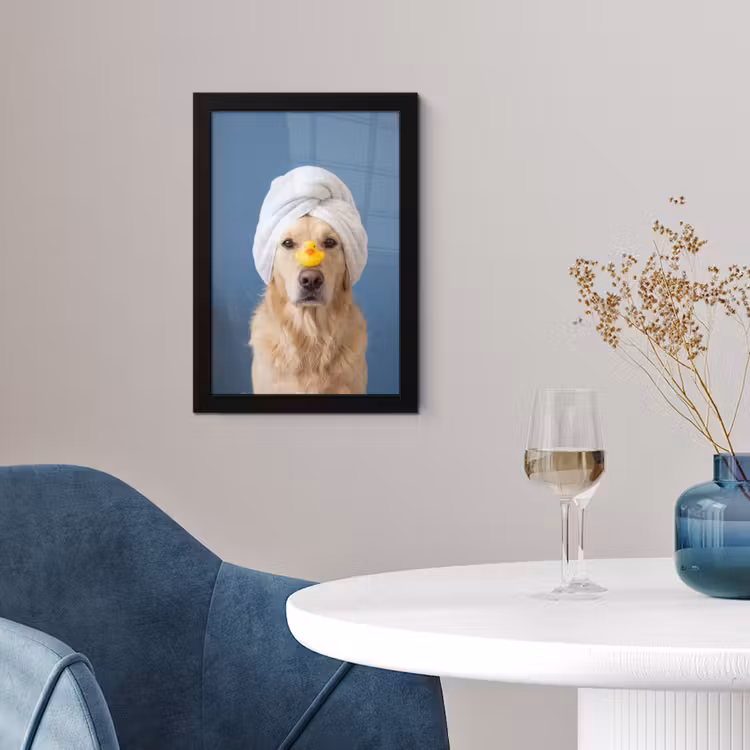 Poster met lijst - Hond - Badeend - Geel — 2