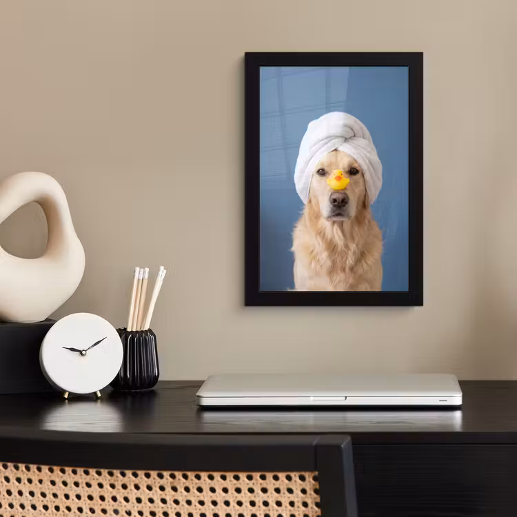 Poster met lijst - Hond - Badeend - Geel — 3