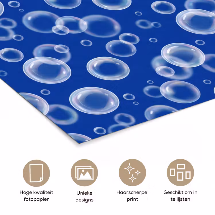Poster - Bubbels - Patroon - Blauw — 5
