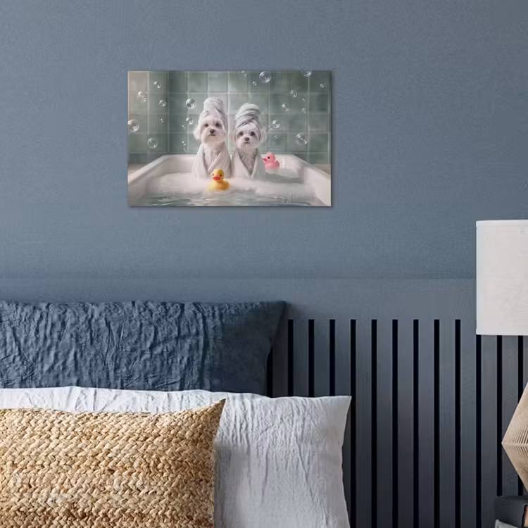 Poster - Hondjes - Badkuip - Badeendjes - Handdoeken — 3