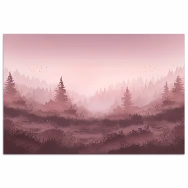 Poster - Landschap - Mistig - Roze — 1