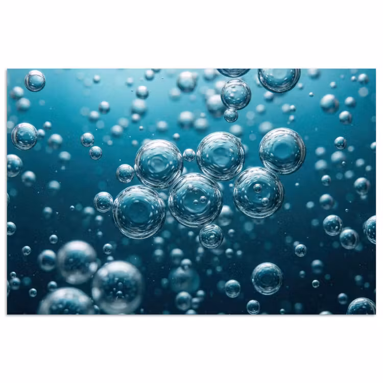 Poster - Luchtbellen - Dynamisch - Blauw — 1