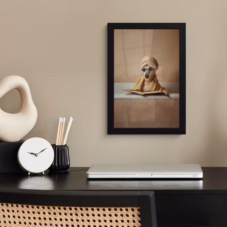 Poster met lijst - Bad - Hond - Boek - Zonnebril — 3