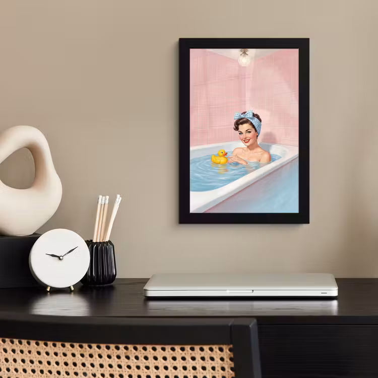 Poster met lijst - Badkamer - Eend - Blauw — 3