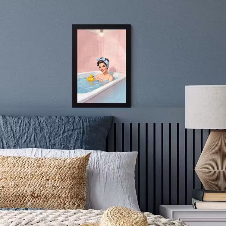 Poster met lijst - Badkamer - Eend - Blauw — 4