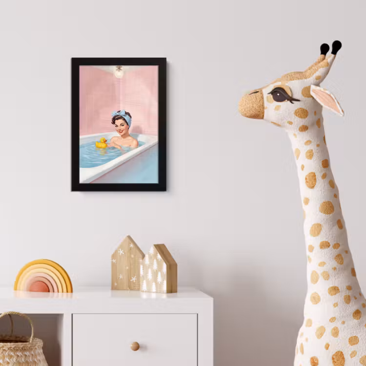 Poster met lijst - Badkamer - Eend - Blauw — 5