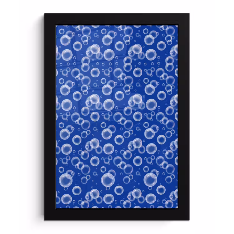 Poster met lijst - Bubbels - Patroon - Blauw — 1