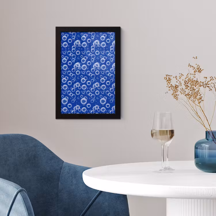 Poster met lijst - Bubbels - Patroon - Blauw — 2